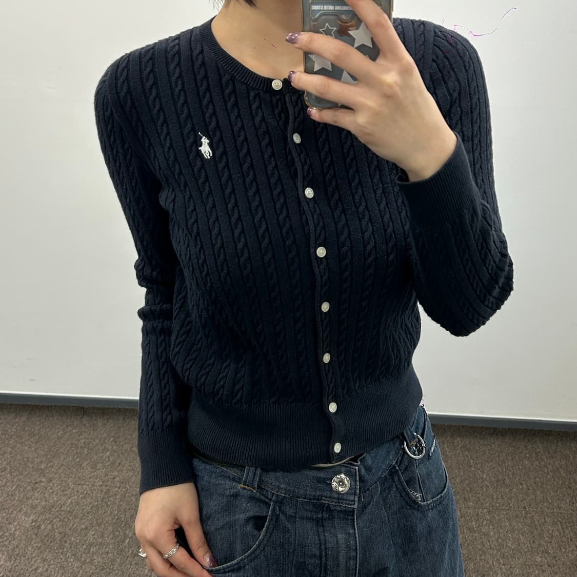 Polo 폴로 화이트포니 네이비 케이블 가디건 상품이미지2
