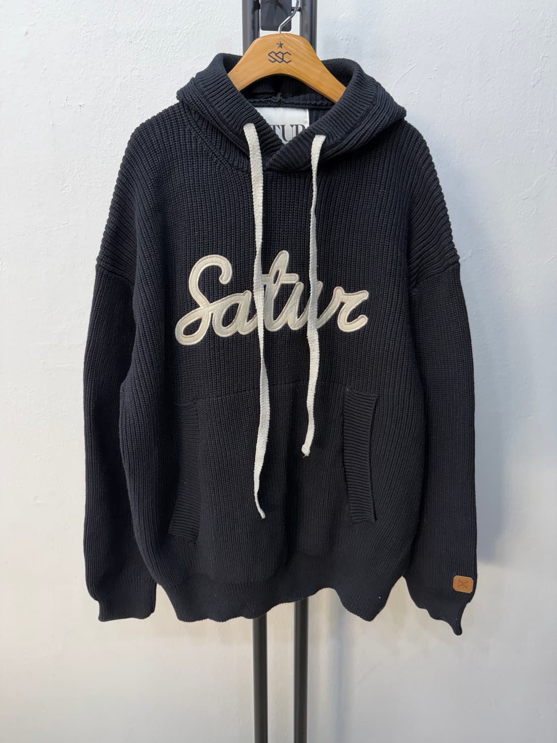 정품) Satur 세터 아폴리케 로고 캐시미어 블렌드 후드니트 L 상품이미지1