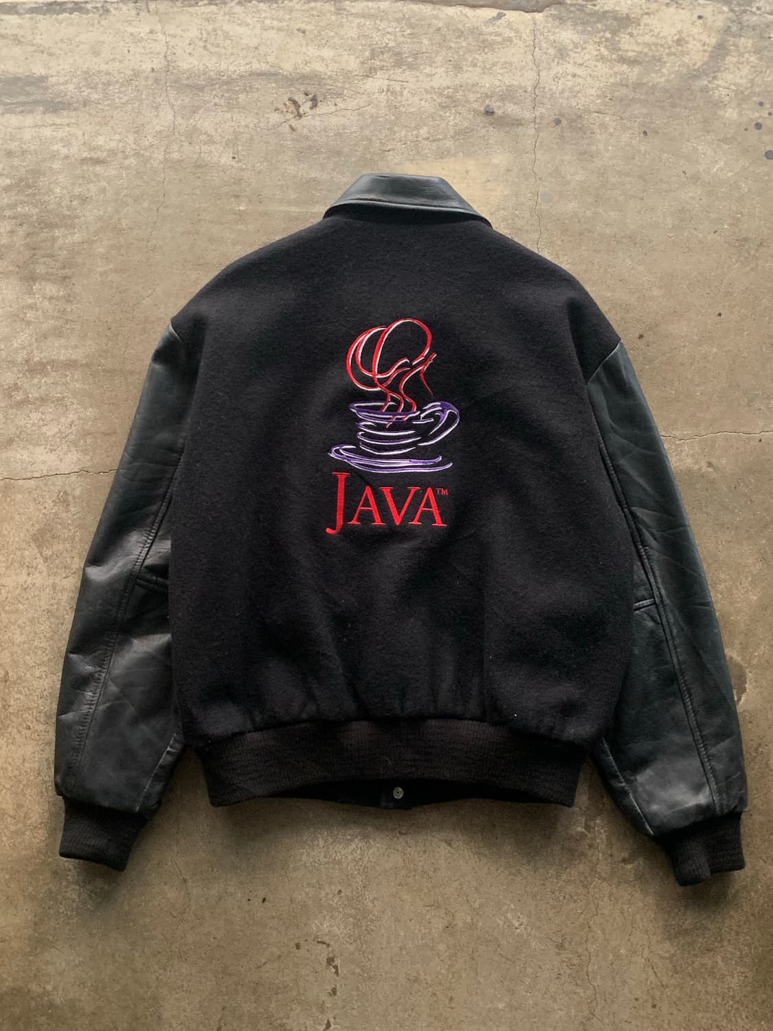 90s JAVA by 썬 마이크로시스템즈 울/레더 자켓 상품이미지1