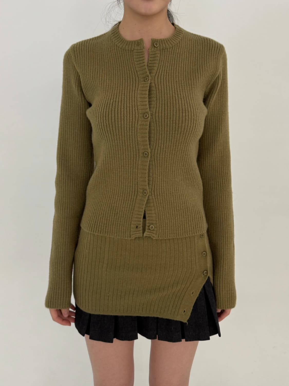 yue project 빌라 니트 가디건(올리브그린) 상품이미지3