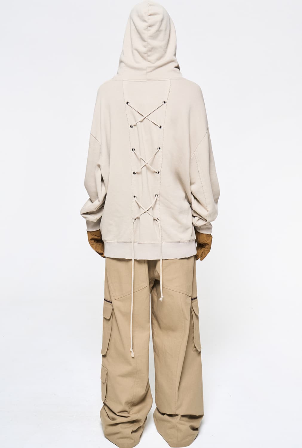 BACK TIE DETAIL ZIP-UP BEIGE 상품이미지4