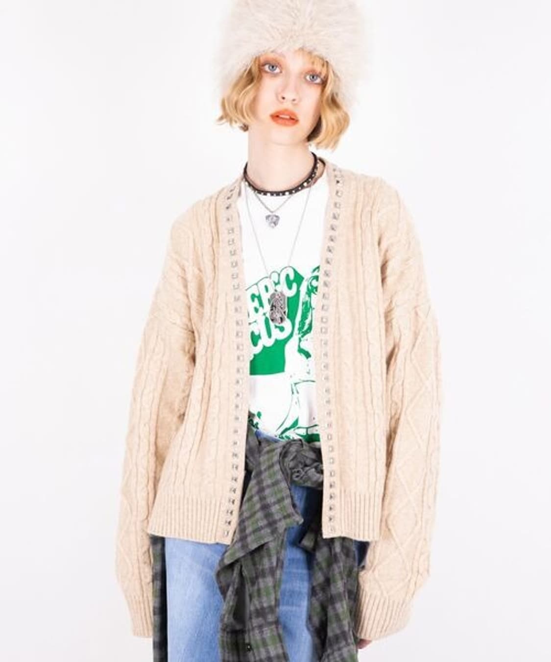 HYSTERIC GLAMOUR Stud Cable Cardigan 상품이미지3