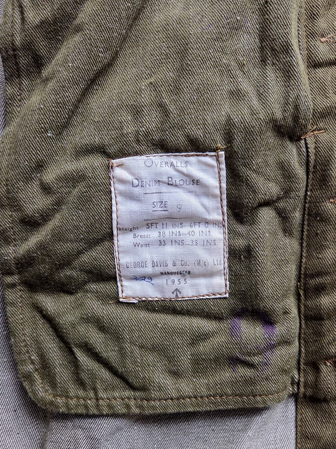 1955 영국군 OG 그린 데님 배틀드레스 자켓 상품이미지4