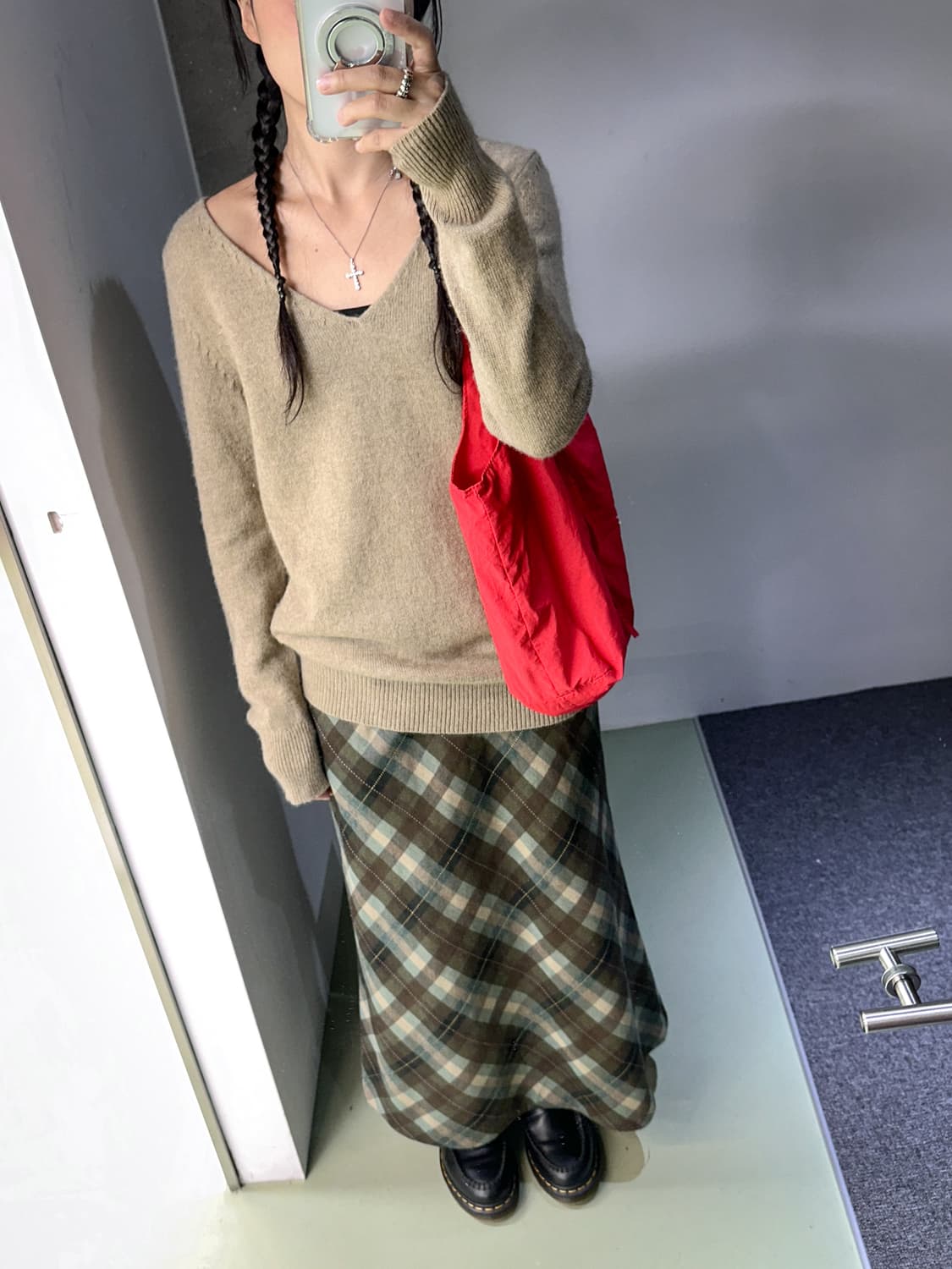 warm check long skirt 상품이미지2