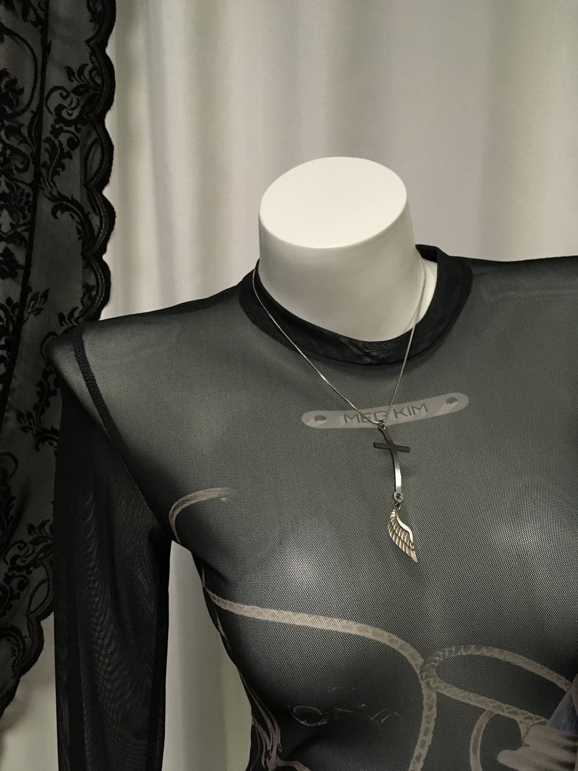 Vintage 십자가 크로스 날개 팬던트 실버 뱀줄 네크리스 목걸이 상품이미지3