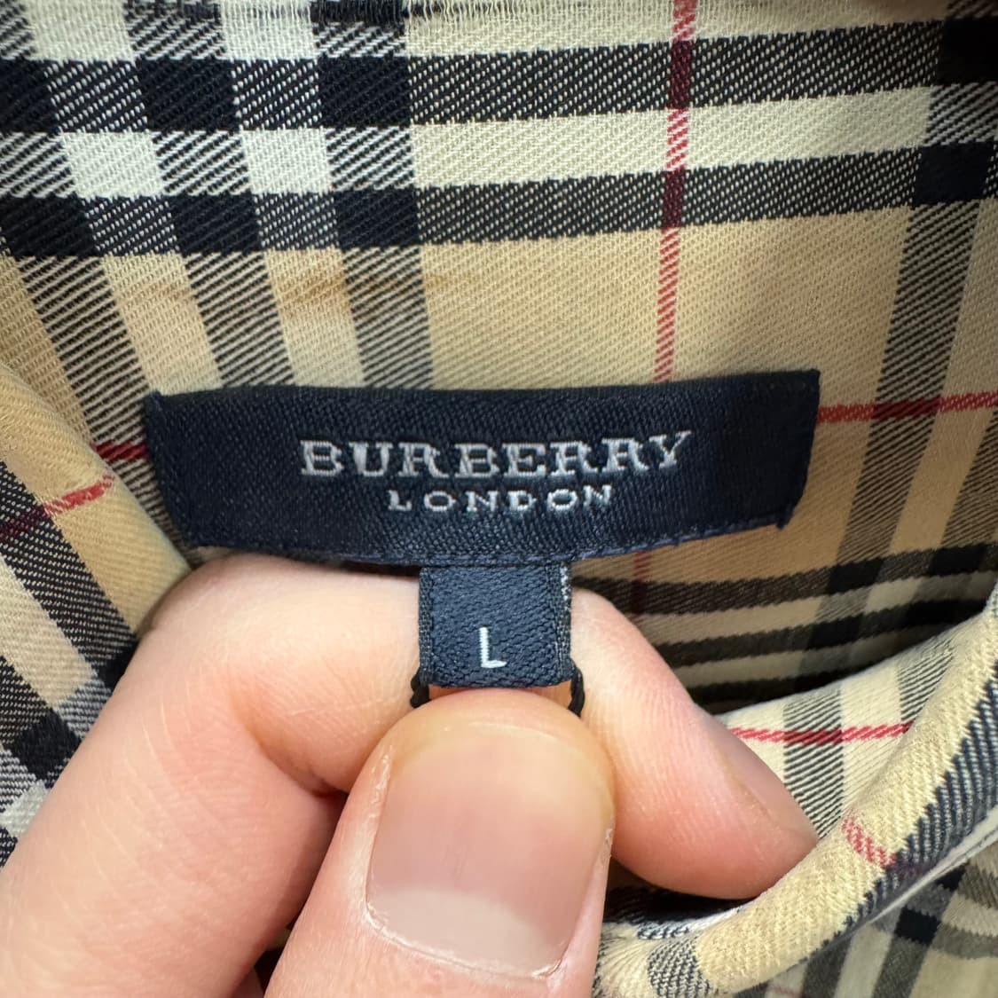 00s 버버리 런던 노바체크 긴팔 셔츠 기사 로고 포인트 베이지 상품이미지6