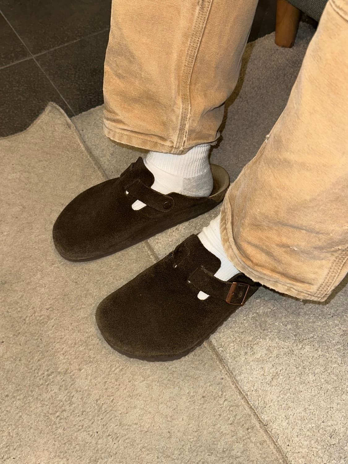 Birkenstock Boston suede strap mule shoe 상품이미지3