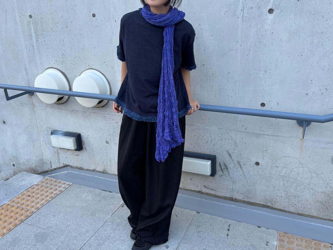 Vintage Pleats Blue Scarf 상품이미지1