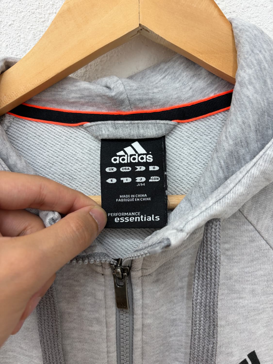 아디다스 에센셜 삼선 그레이 후드집업 상품이미지2
