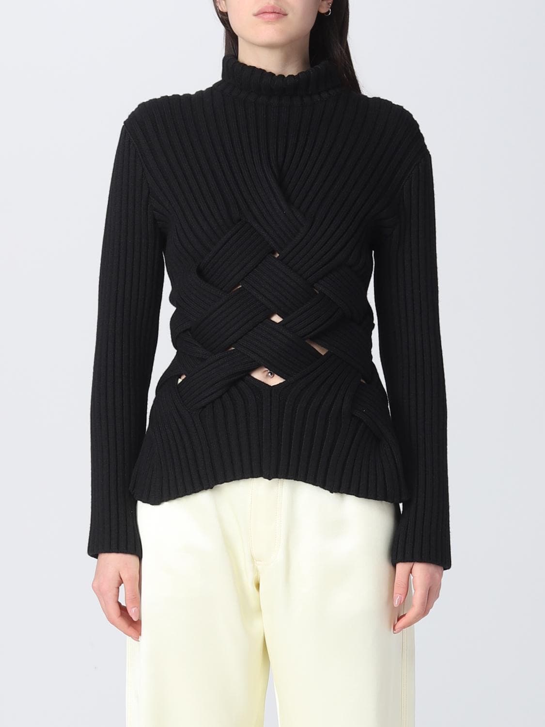 (정품/새상품) 보테가베네타 여성 블랙 울 인트레치아토 니트  상품이미지5