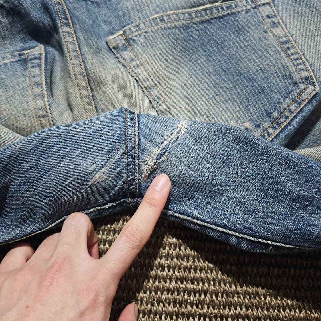 오프화이트 워싱 데님 팬츠 31 상품이미지6