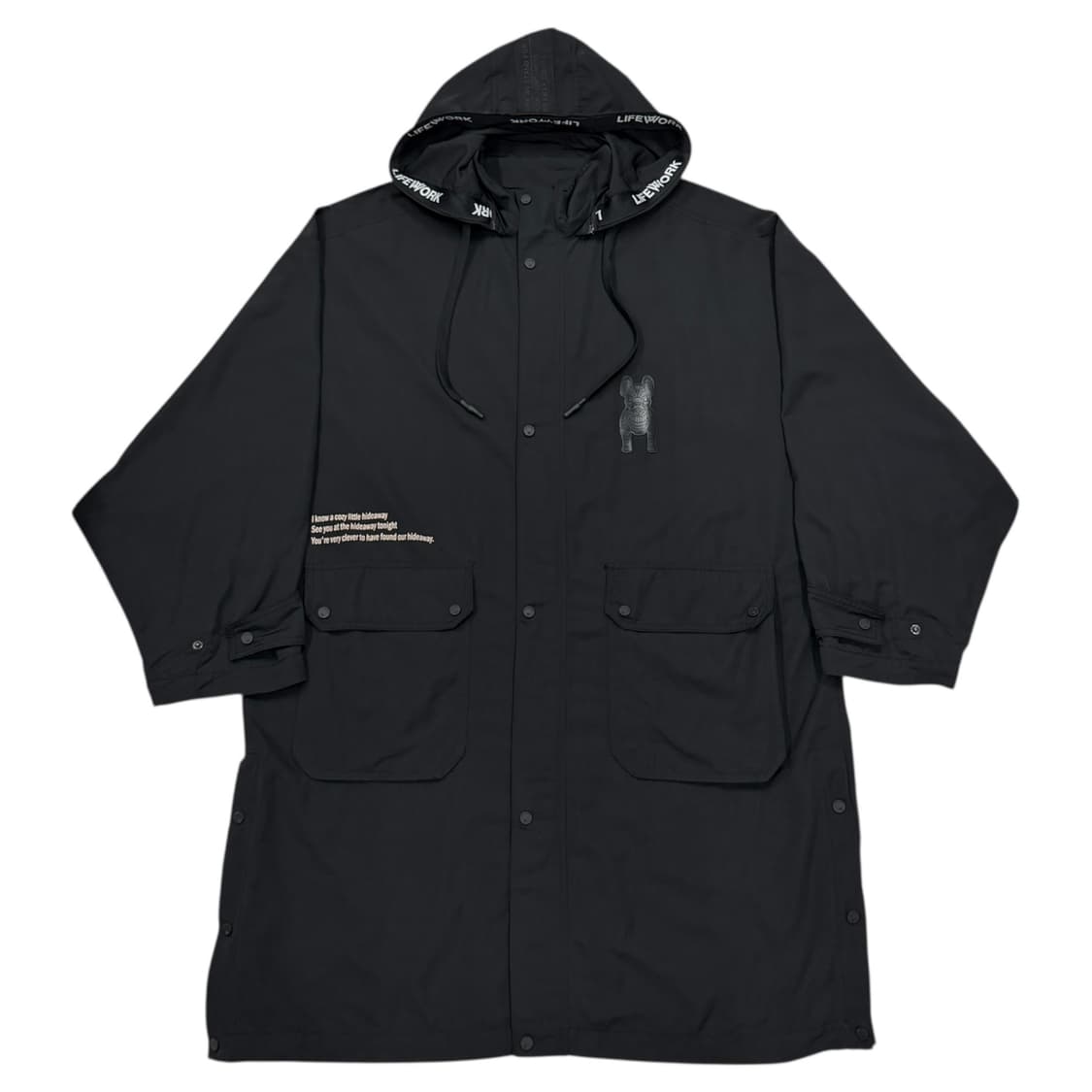 라이프워크 여성 라독 포인트 오버핏 롱 바람막이 점퍼 블랙 상품이미지1