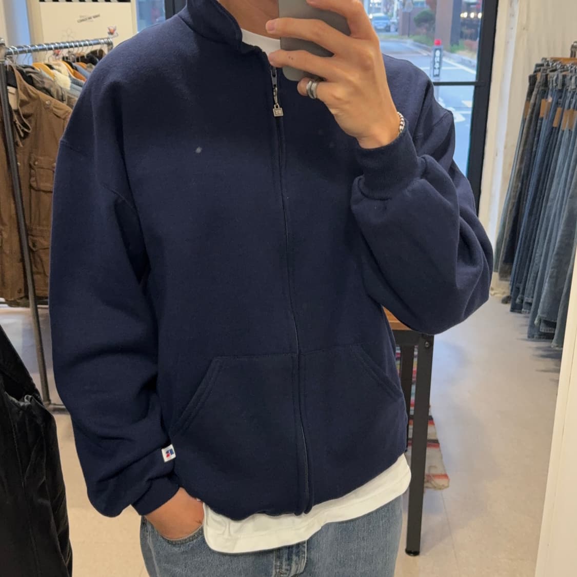 90s 러셀 블랭크 스탠드칼라 집업 상품이미지5