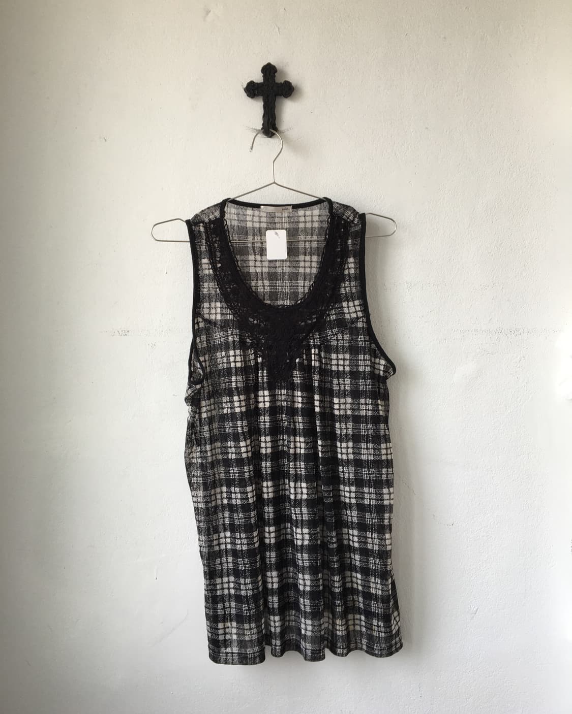 Crochet point check pattern sleeveless 상품이미지2