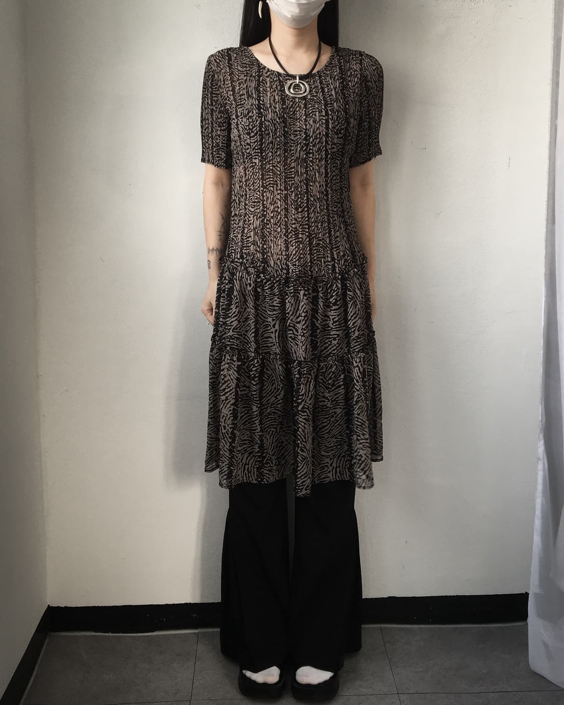 Pattern pleats onepiece 상품이미지1