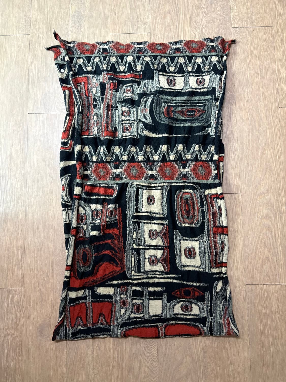 캐피탈 펠티드 울 알래스카 레이븐 스카프 레드 kapital 상품이미지2