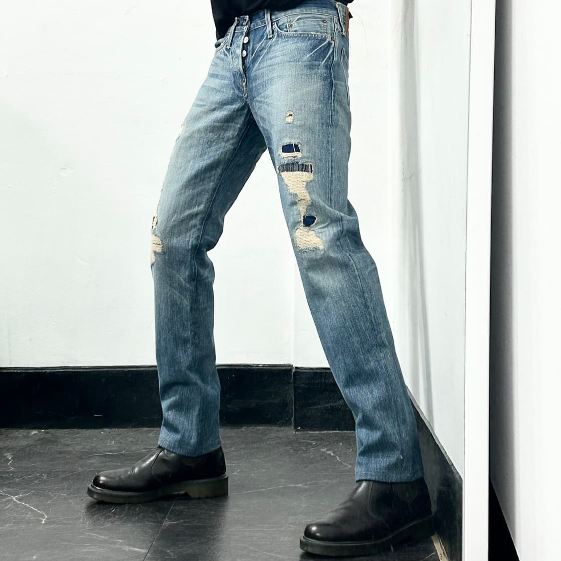 에비수 재팬 야마네 데미지 데님 팬츠 상품이미지2