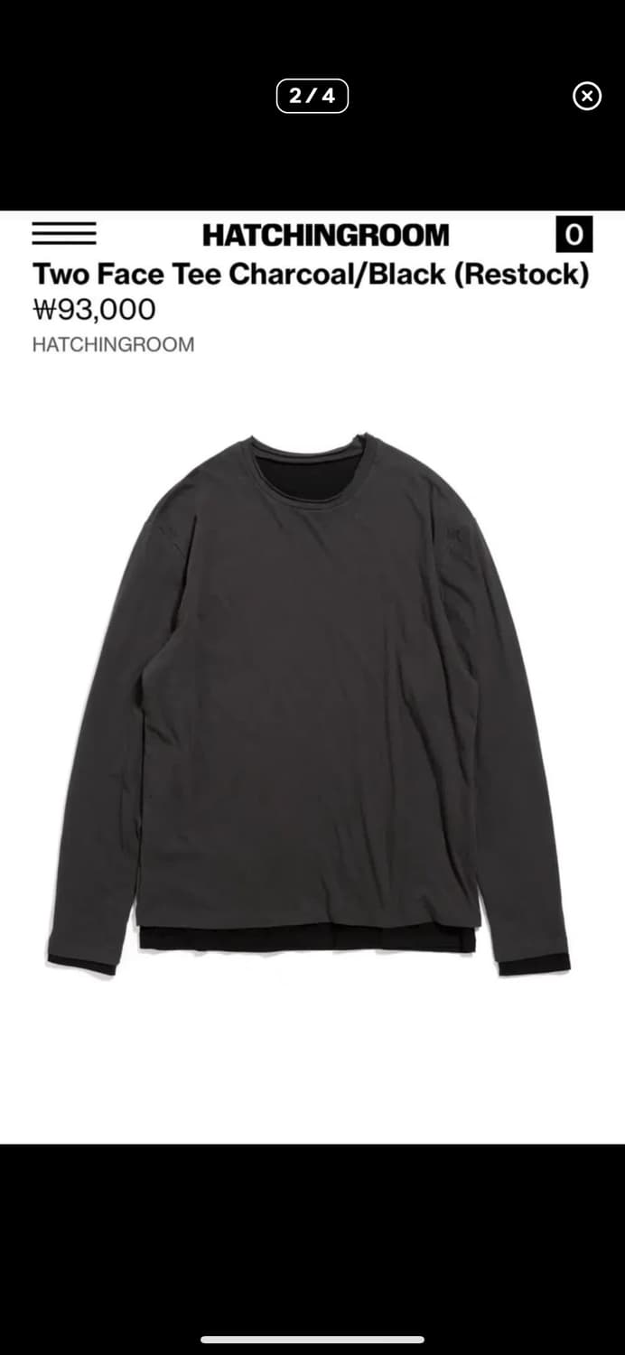 해칭룸 Two Face Tee Charcoal/Black[3] 상품이미지1
