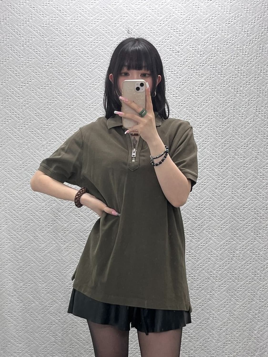 디젤 올드스쿨 캐주얼 빈티지 말차카키 반팔 카라티 L C12220 상품이미지2