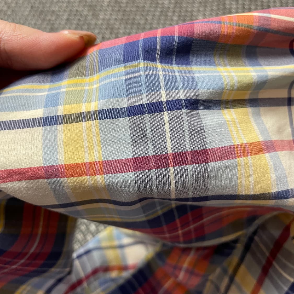 타미힐피거 빈티지 레드 옐로우 블루 체크 긴팔 셔츠 슬림핏 L 상품이미지6