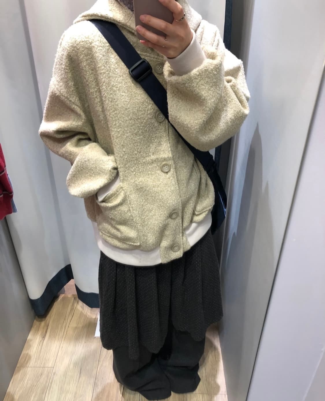 예잇 도트 기모 레이어드 플리츠 스커트 팬츠 블랙 상품이미지1