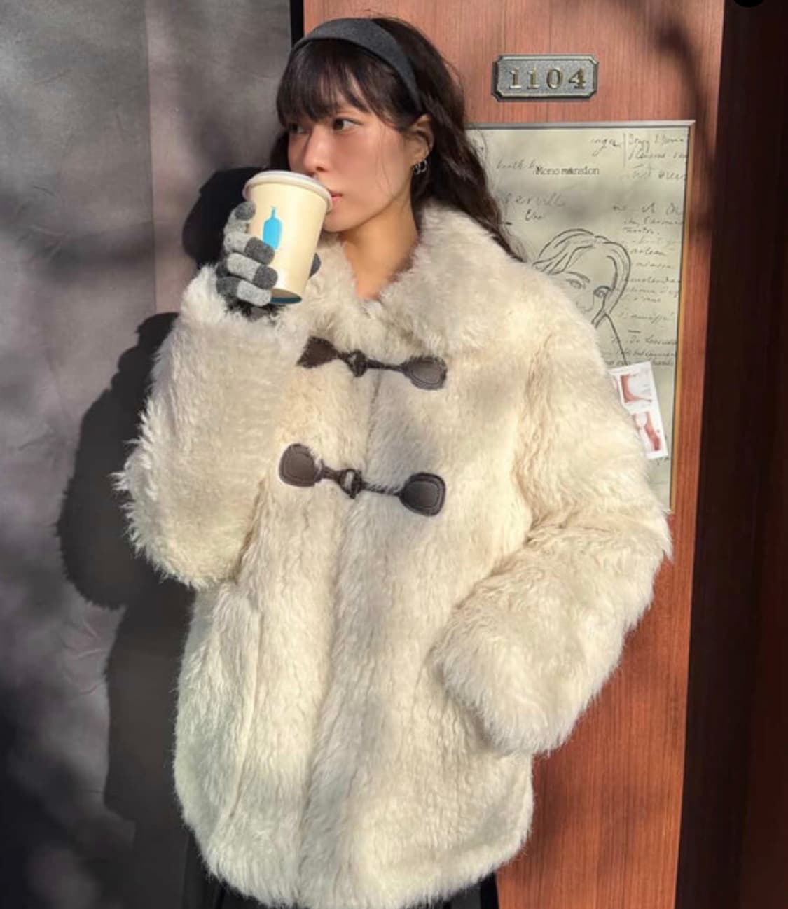 어몽 시어링 퍼 하프 코트 (아이보리/S) 상품이미지1