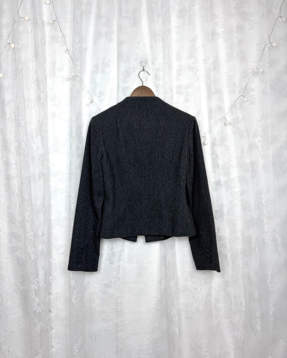 Minimal no-collar wool crop jacket 상품이미지5