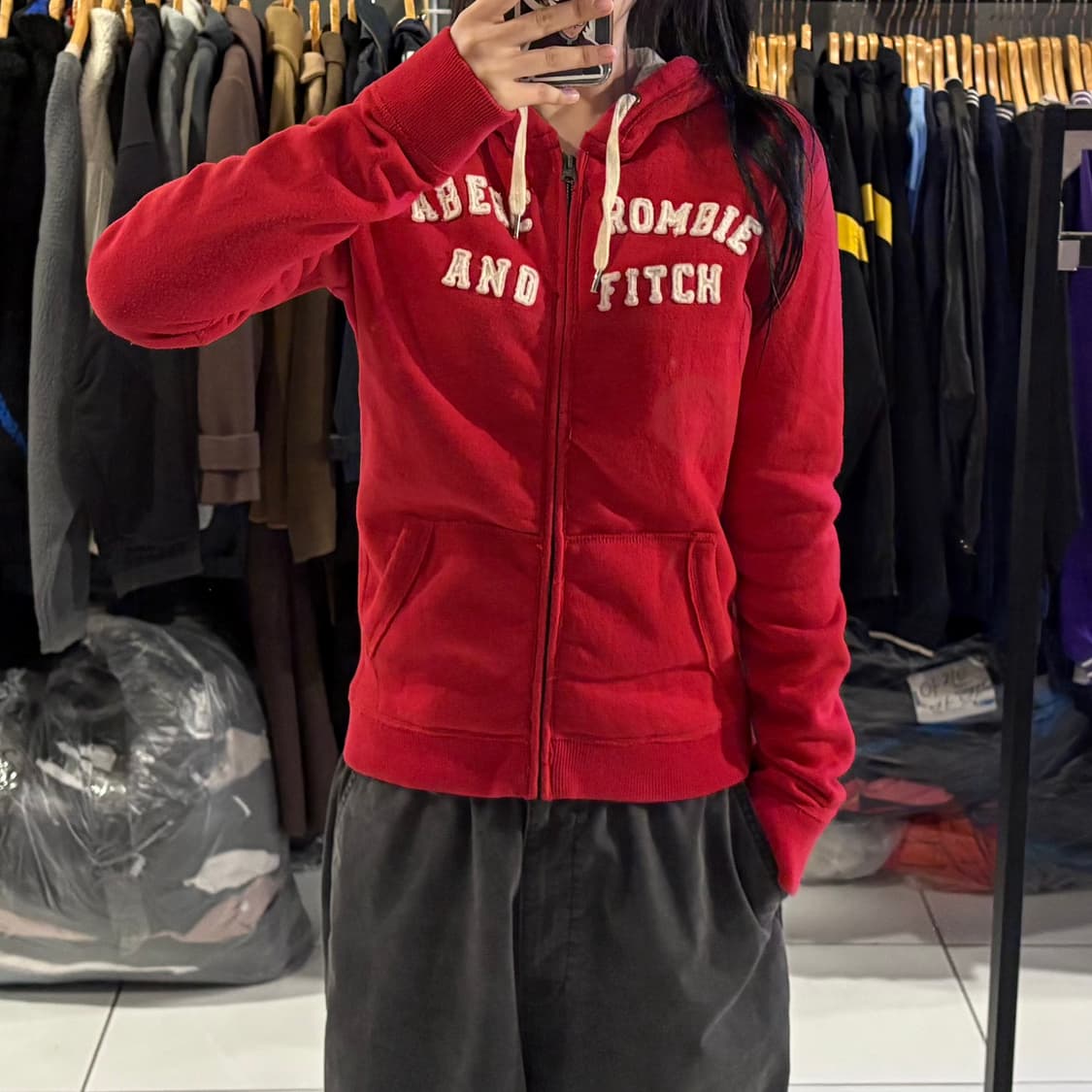 아베크롬비 레드 후드집업 상품이미지2