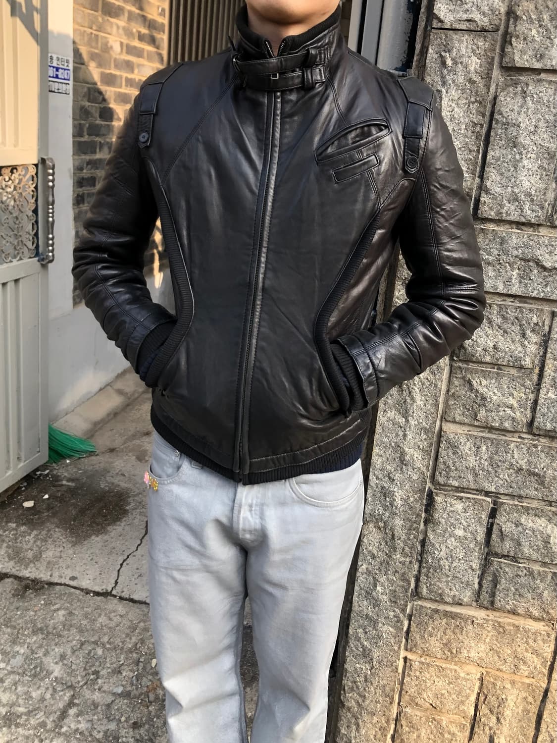 캘빈클라인 램스킨 바이커 레더 블루종 상품이미지3