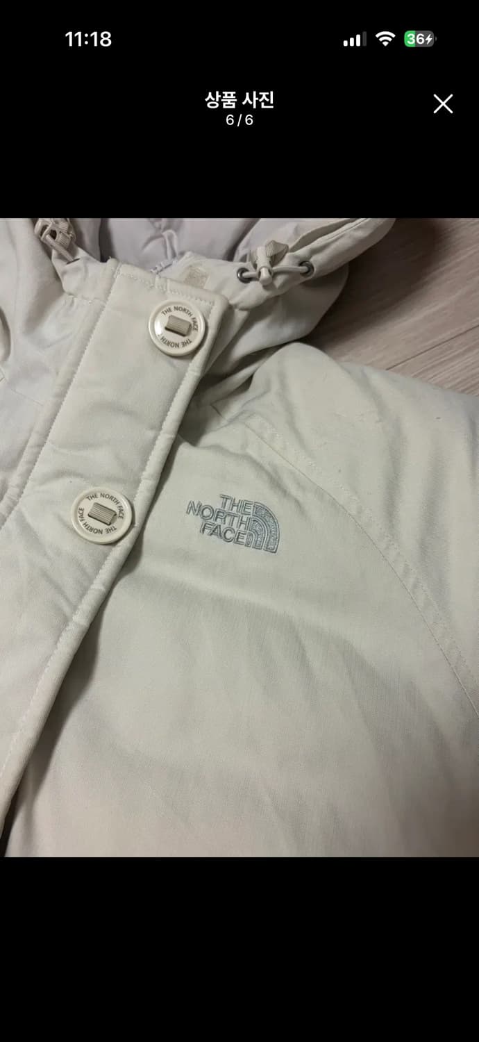 노스페이스 화이트 후드 패딩 자켓 M 상품이미지6