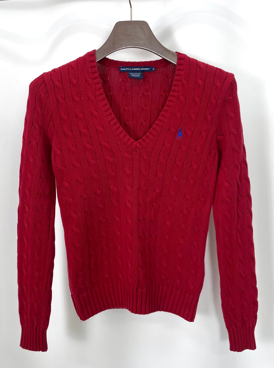 [S]폴로 레드 여성 브이넥 꽈배기 니트 CK9773 상품이미지4