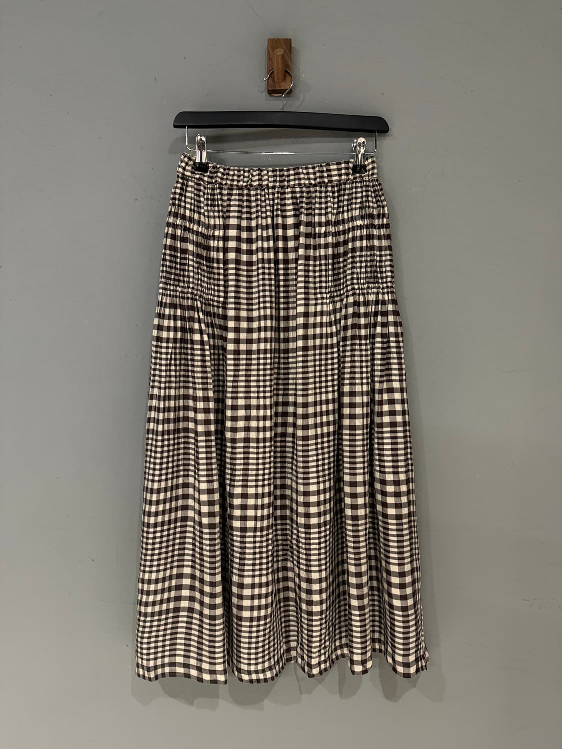 Issey miyake 이세이미야케 플리츠 디테일 체크 롱스커트 상품이미지5