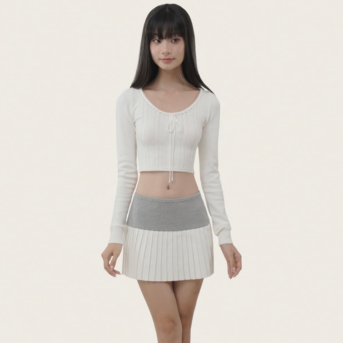 (새상품) 클리시어 츄로 케이블 니트 아이보리 상품이미지1