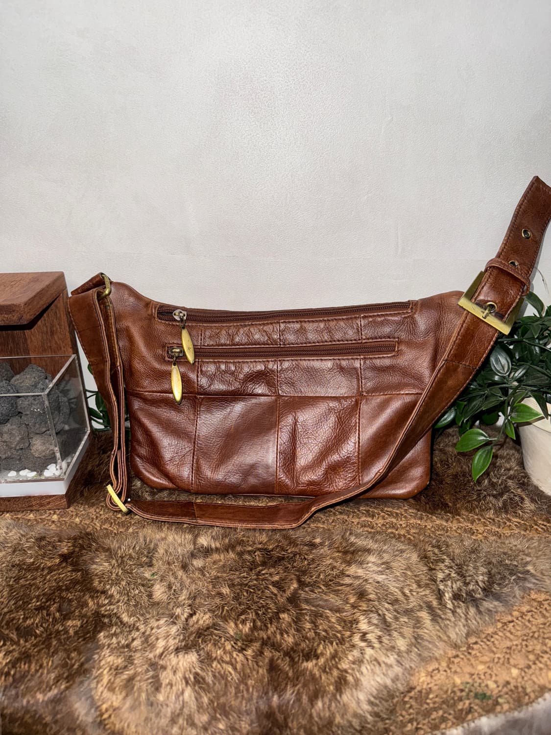 Camel western buckle pocket belt bag 상품이미지3