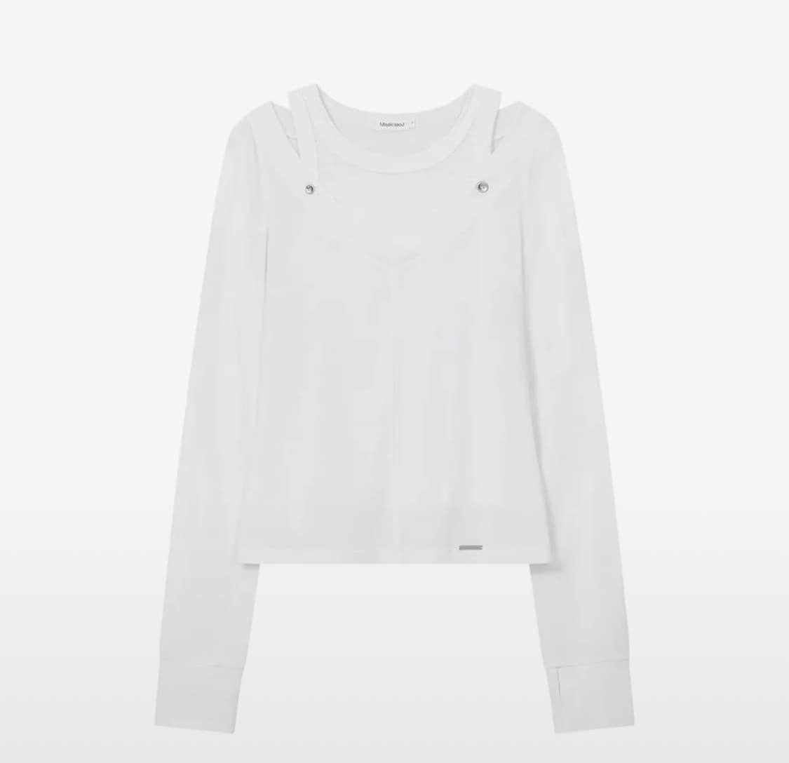 Layered line sheer long sleeve WHITE 상품이미지1