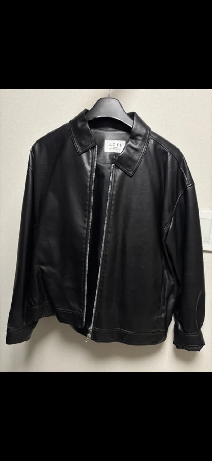 로파이 비건 레더 오버핏 싱글 자켓 블랙 상품이미지7