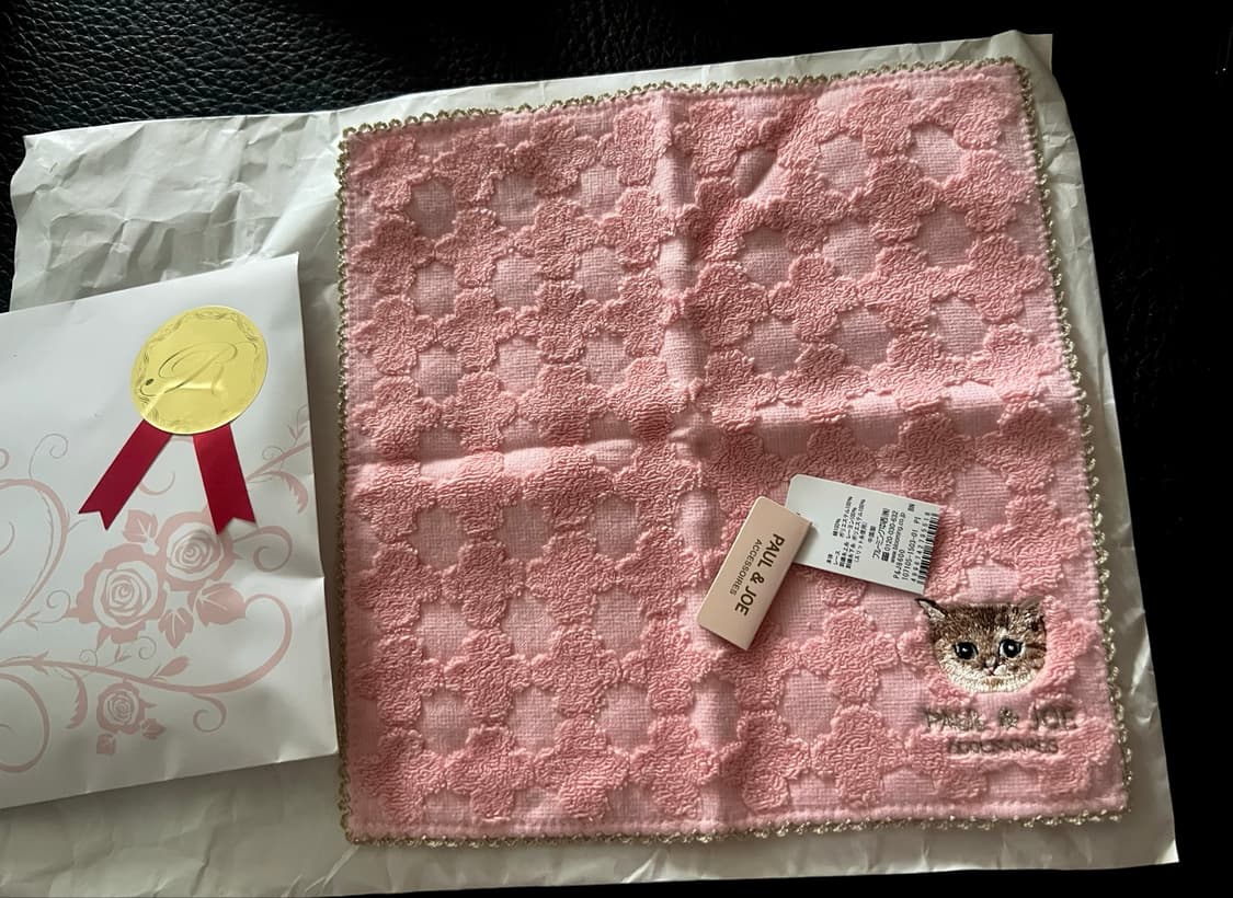 폴앤조 고양이 자수 손수건 핸드타올 상품이미지1
