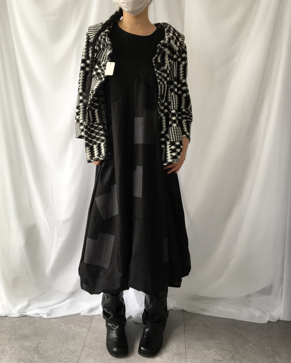 Pattern mixed thick neck point jacket 상품이미지6
