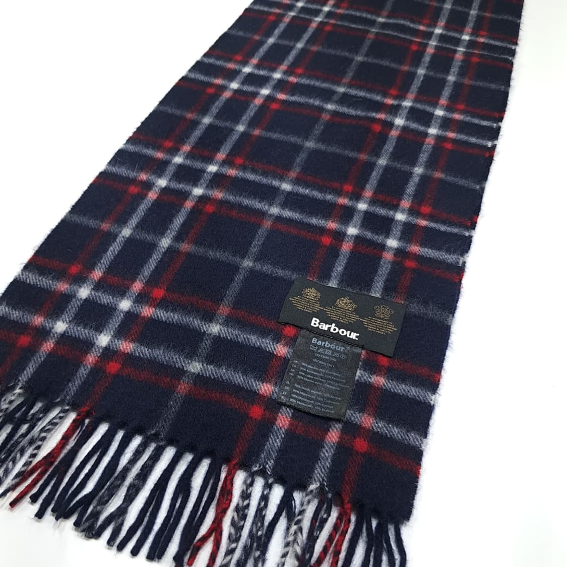 MX442 바버 메리노캐시미어 3로얄워런트 타탄 네이비 머플러 목도리 상품이미지3