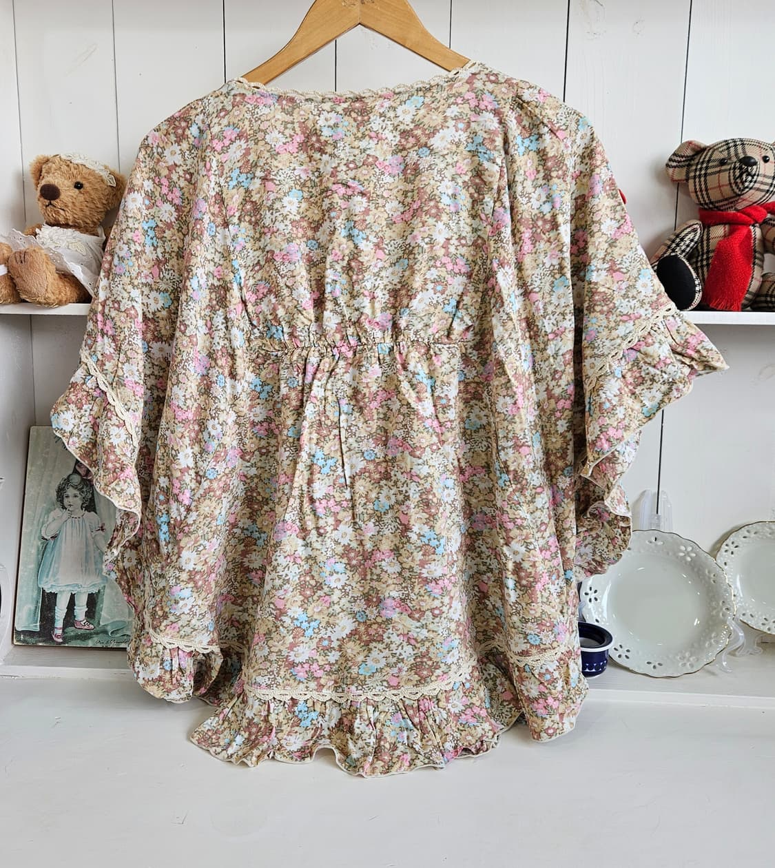 0327 플라워 코르셋 레이스 케이프블라우스 상품이미지5