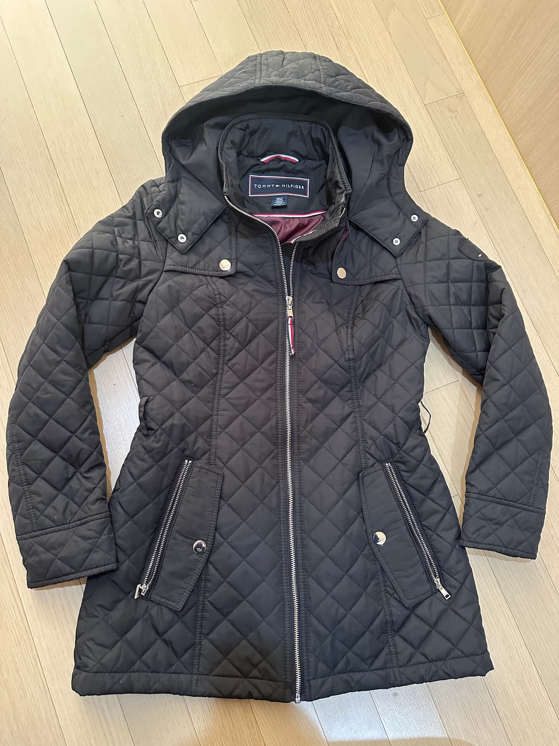 타미힐피거 여성 퀼팅 하프트렌치 누빔후드코트 경량 XS 상품이미지1