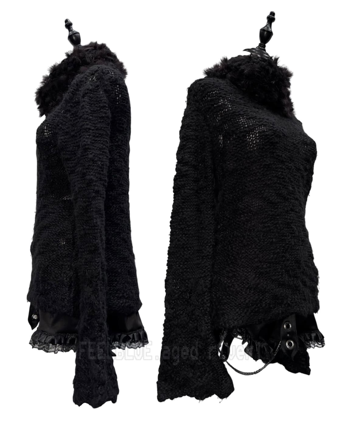 Rabbit Fur Trim Knit/Cape 2pcs SET 상품이미지8