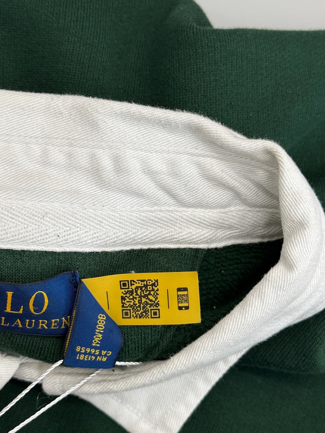 폴로 랄프로렌 오버사이즈 신형 QR라벨 딥그린 포켓 져지 럭비 셔츠 상품이미지4