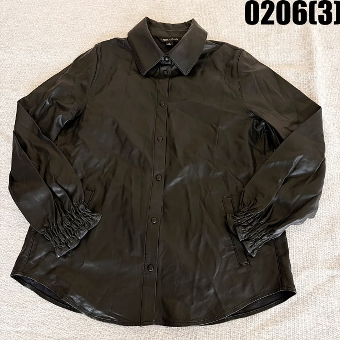 66 라삐아프 비건 블랙 셔링 소매 레더 셔츠 자켓 0206(3) 상품이미지1