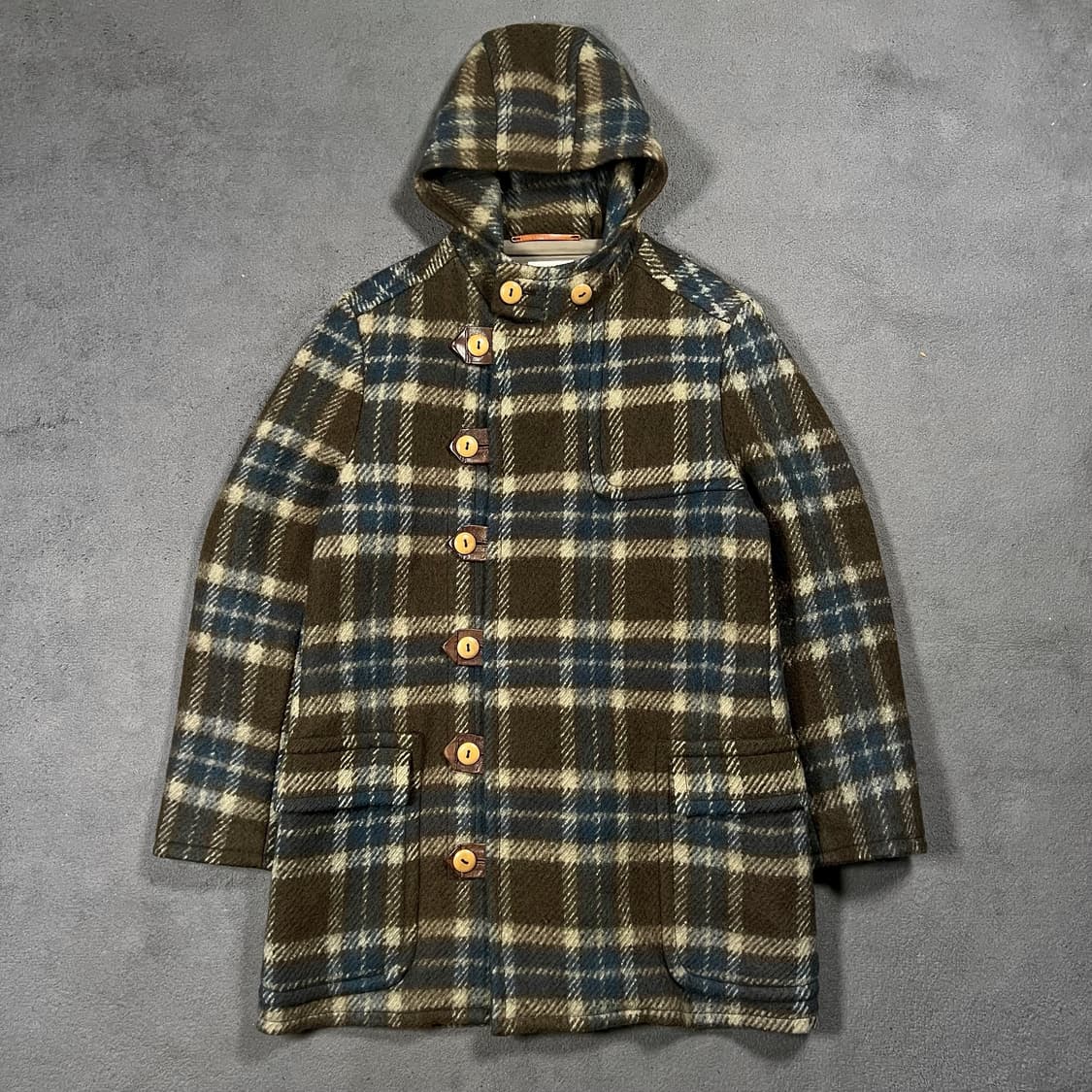 DRIES VAN NOTEN 드리스반노튼 브라운 체크 울 더플 코트 상품이미지1