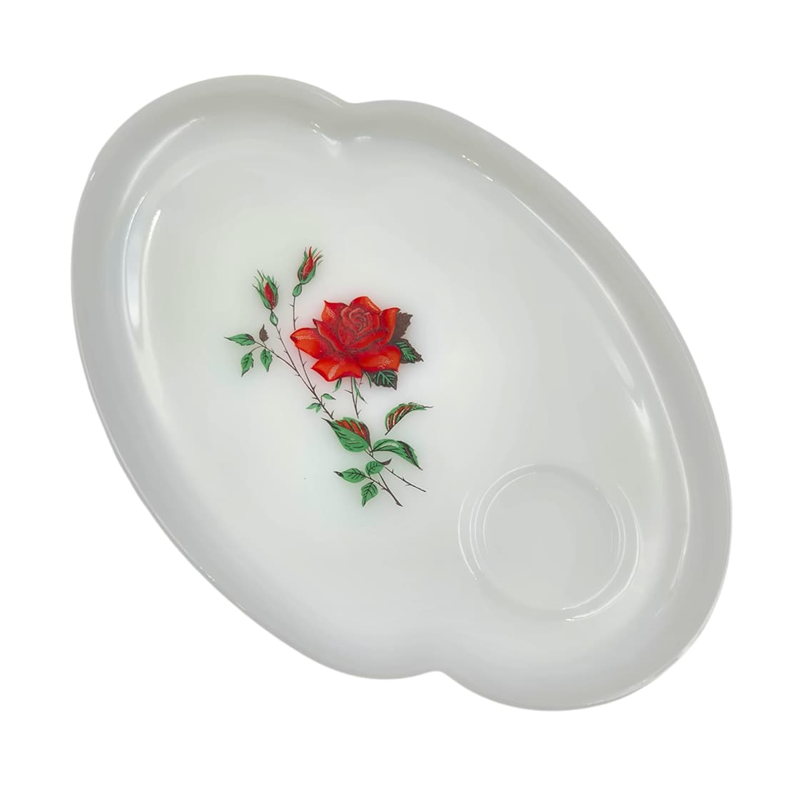 50s 미국 페더럴 밀크글라스 로즈 스낵 1세트 상품이미지3