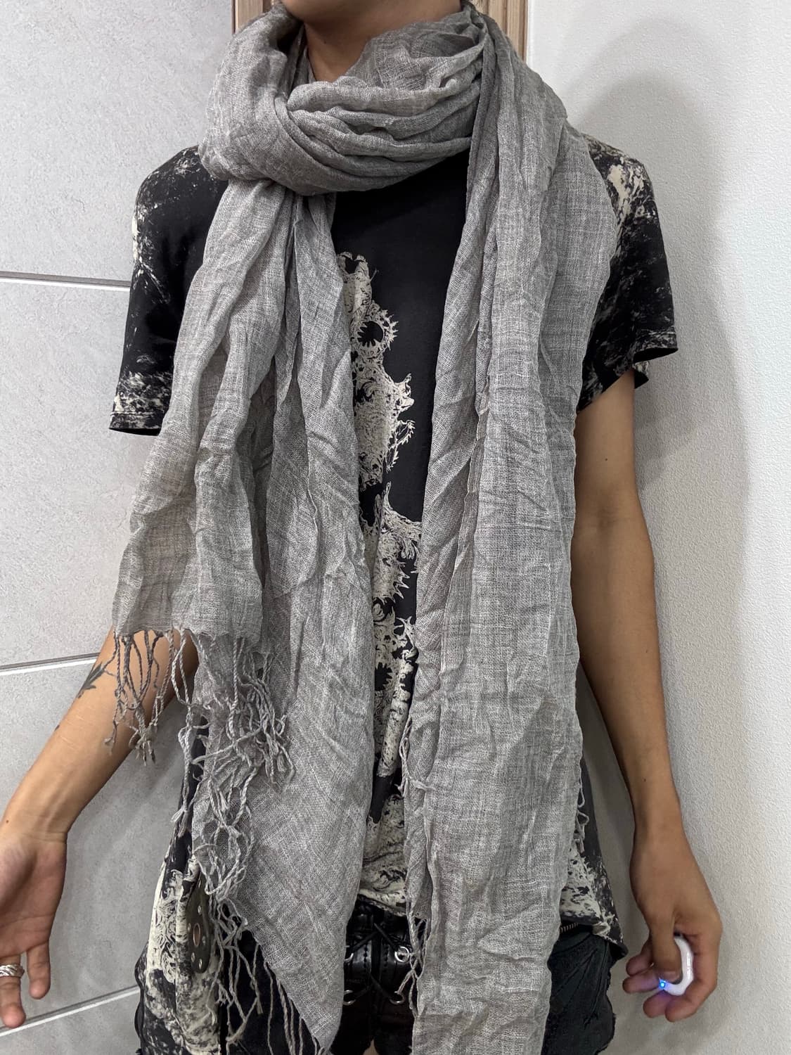 8. Grunge mood grey scarf 3.2 상품이미지1
