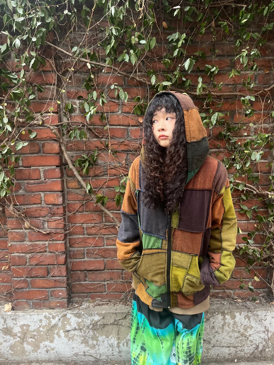 히피 패치워크 후드 집업 아우터 상품이미지1