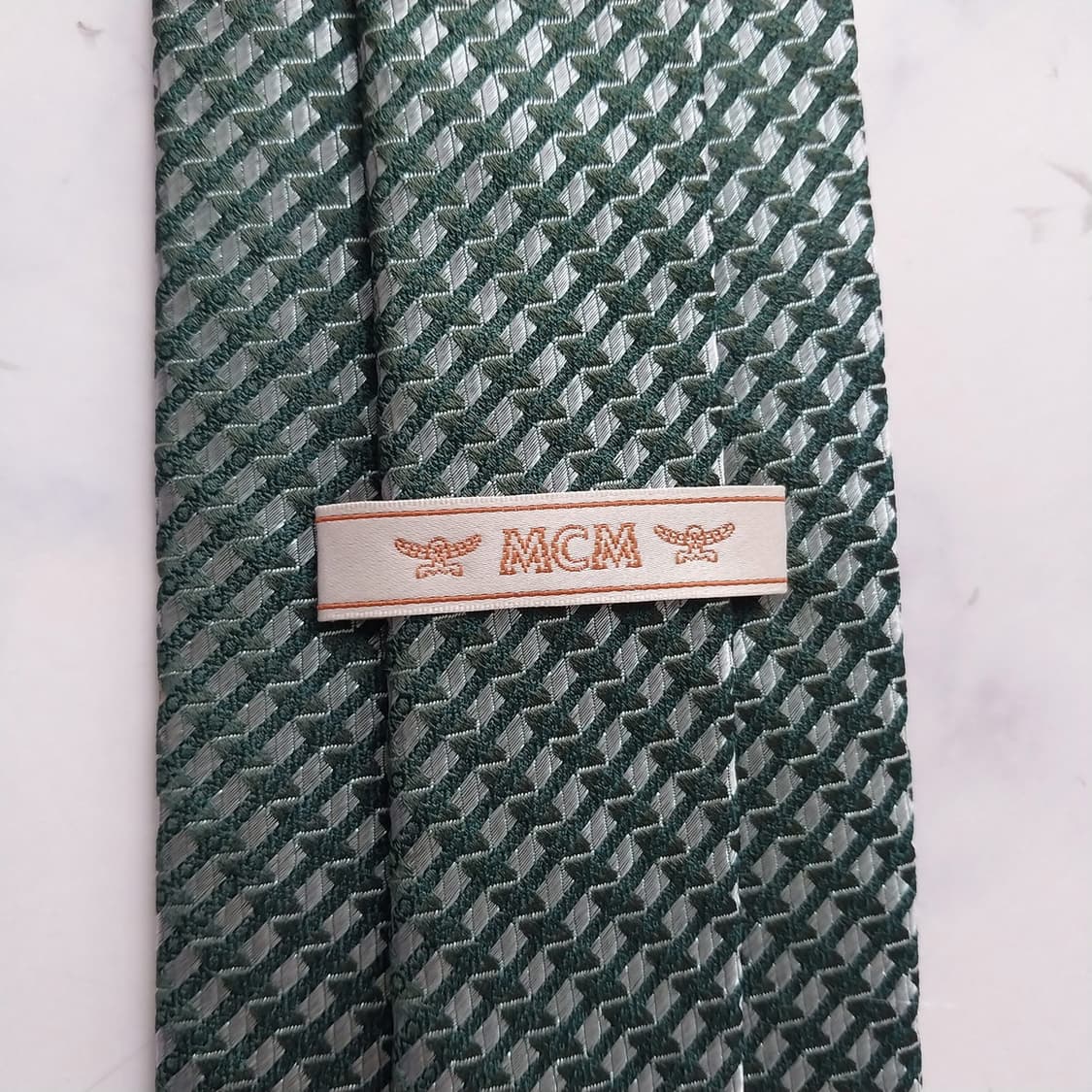 MCM 엠씨엠 실크 그린 패턴 넥타이 8.8cm A+등급 K2773 상품이미지9