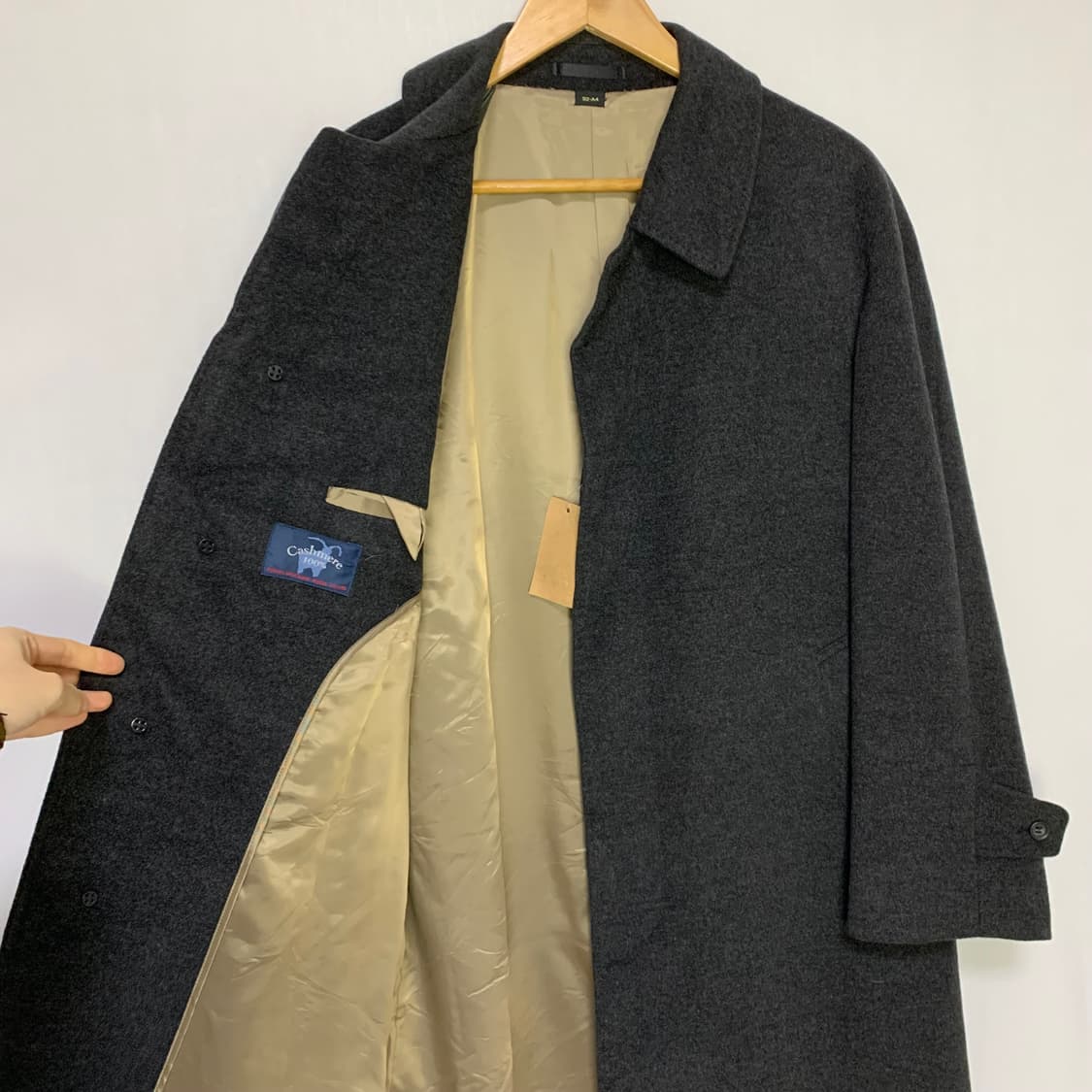 캐시미어 100% 빈티지 버튼 롱 코트 차콜 남녀공용 상품이미지4